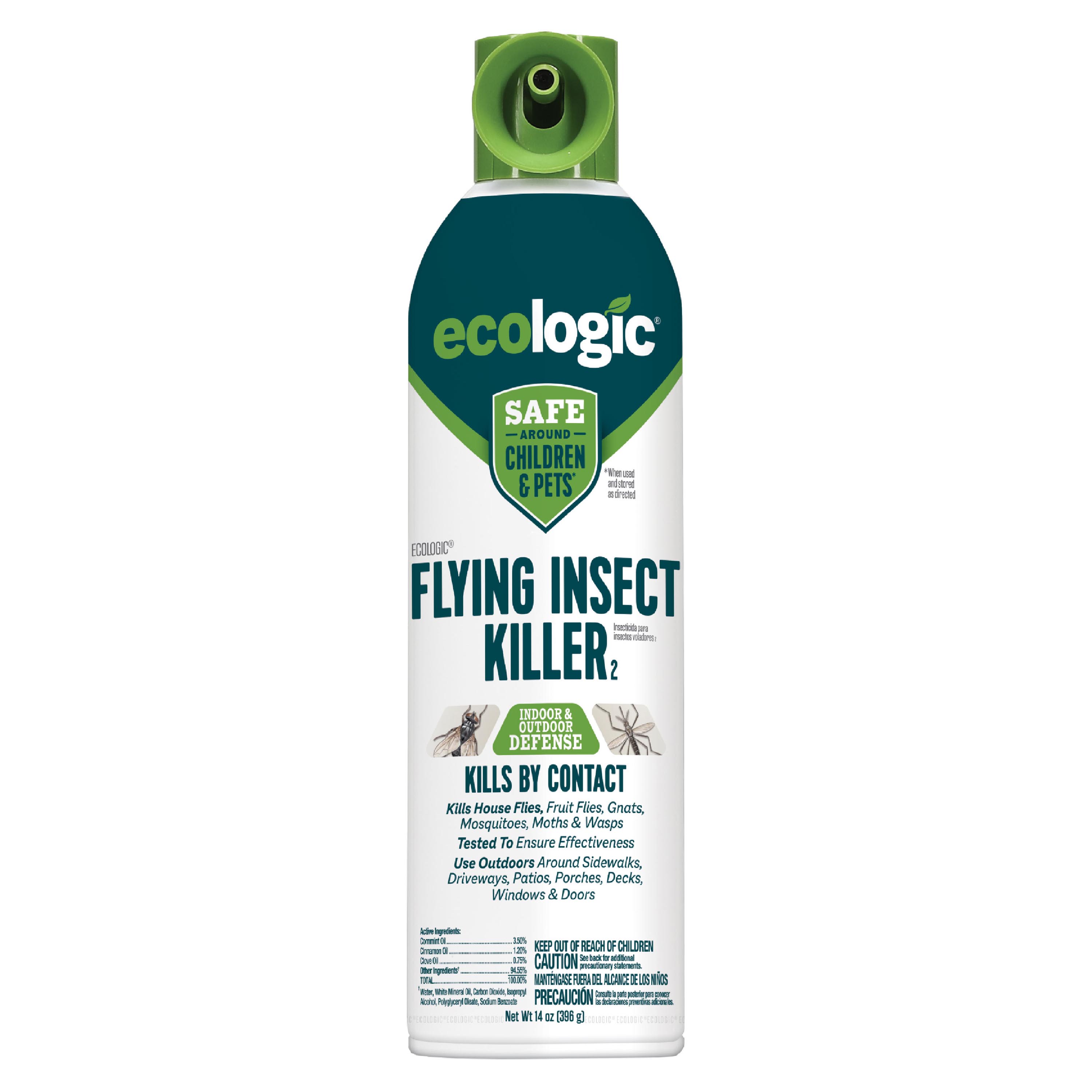 EcoLogic Flying Insect Killer Aerosol 14 Ounces Kills House Flies Fruit Flies Gnats Mosquitoes Moths Wasps By Contact Indoors Outdoors